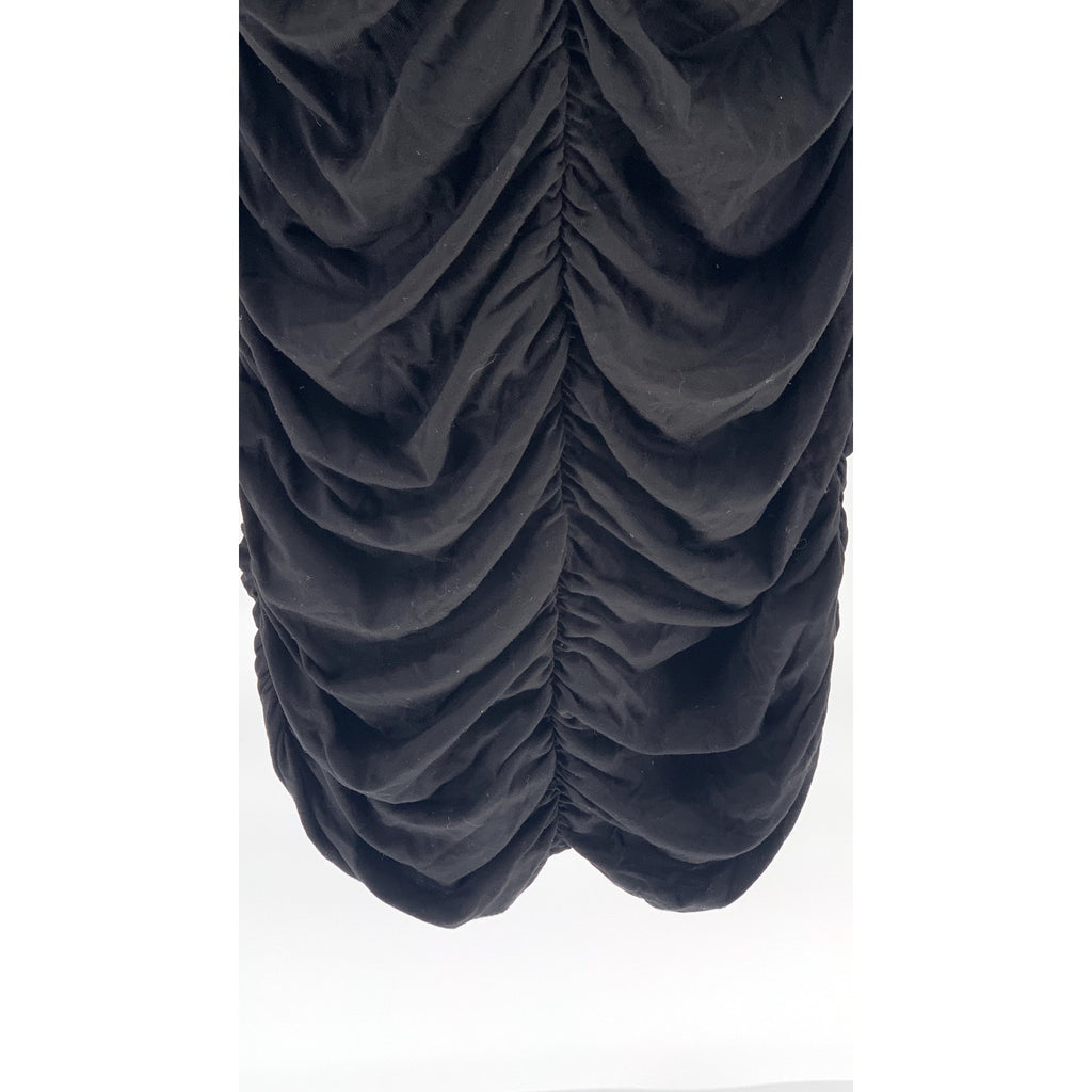 ASOS Women's Black Ruched V-Neck Spaghetti Strap Bodycon Midi Dress SZ 6