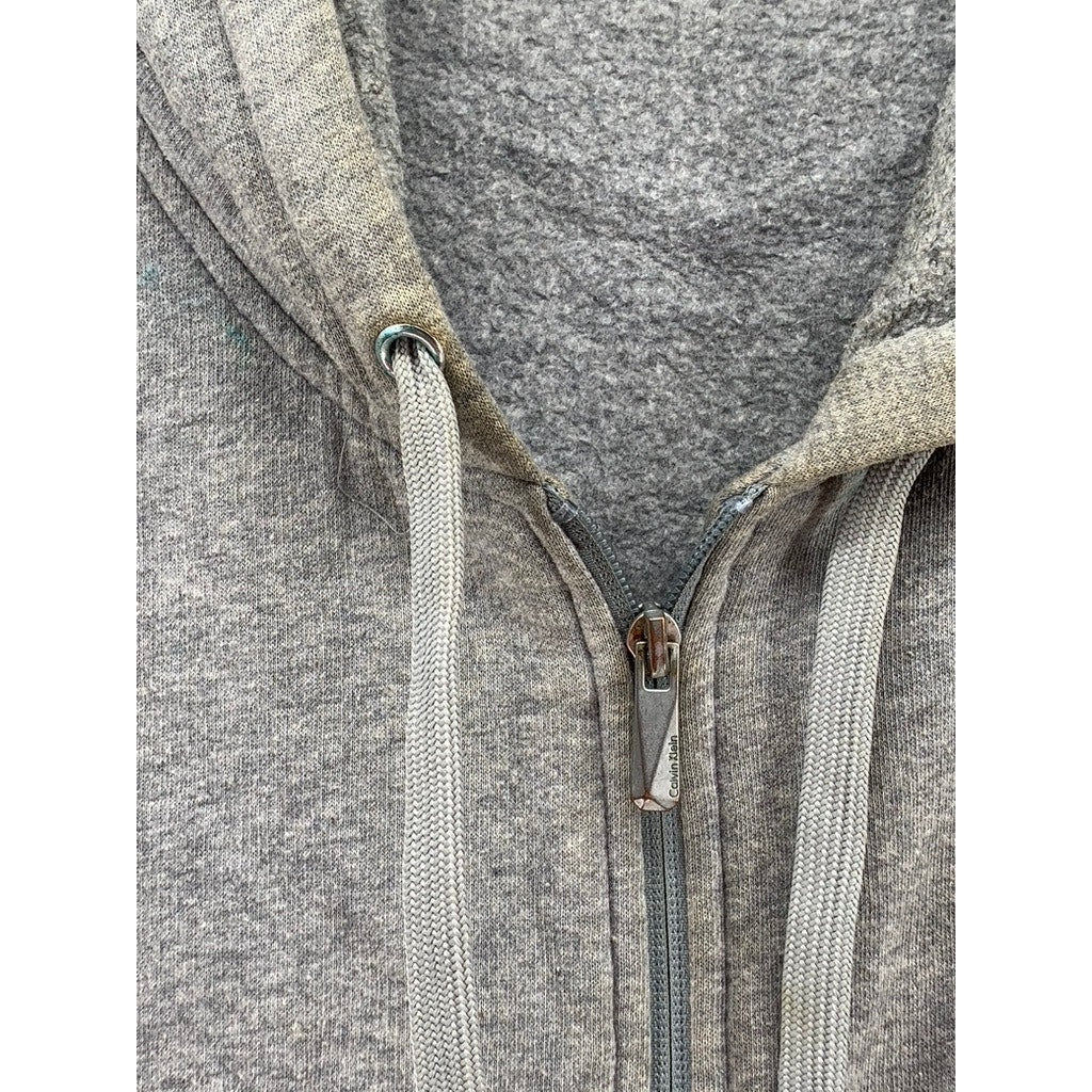 CALVIN KLEIN Men's Gray Logo Zip-Up Sweatshirt SZ 2XL