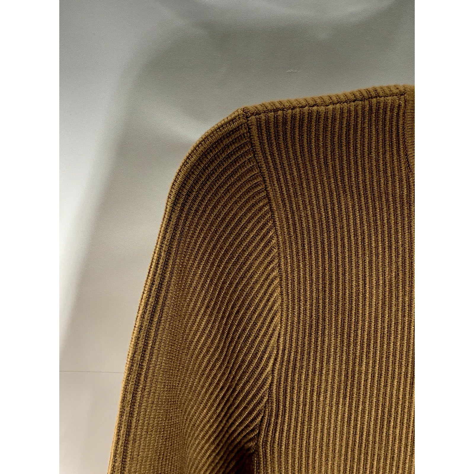 ABERCROMBIE & FITCH Women's Dark Brown Ribbed Crewneck Long Sleeve Top SZ S