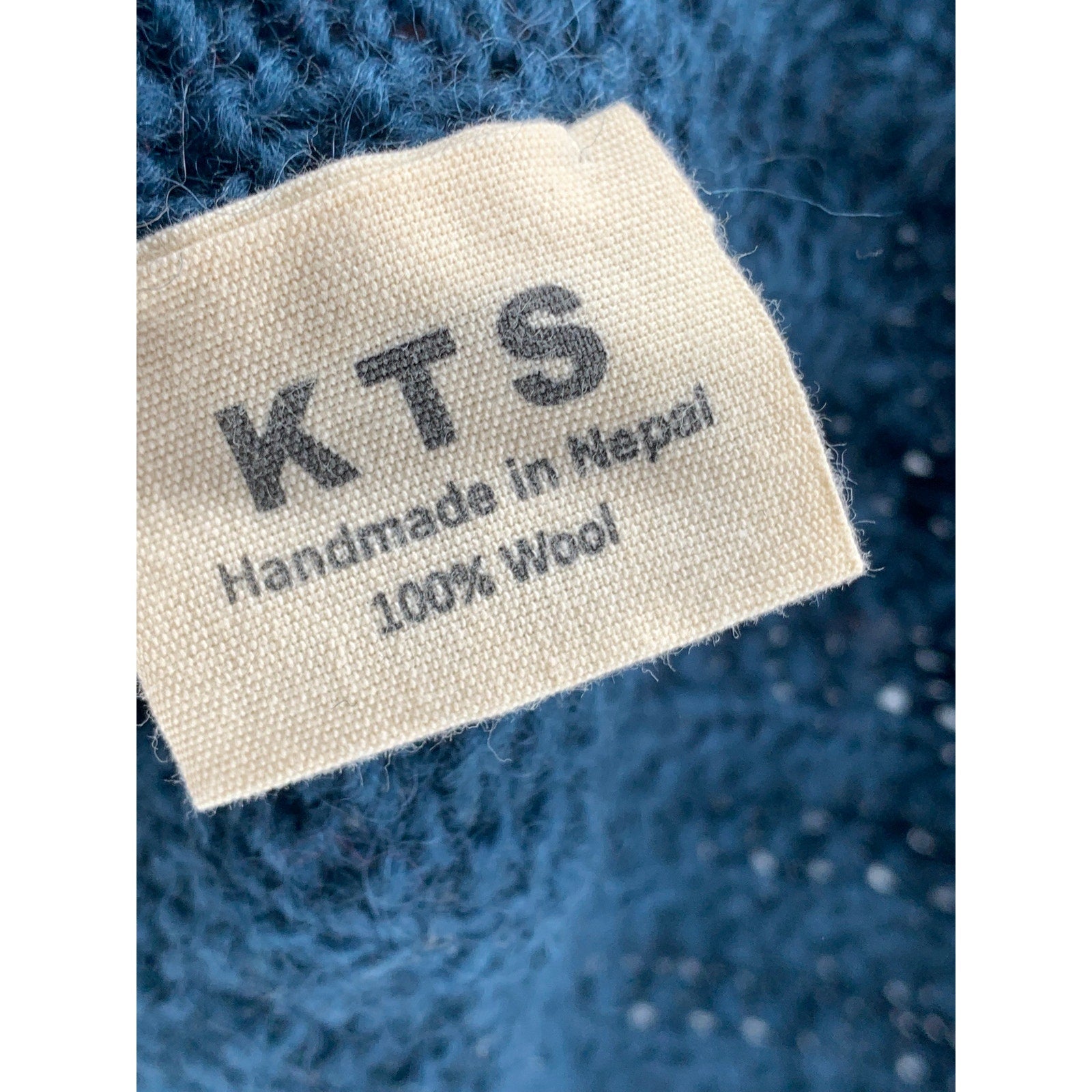 KTS Women's Dark Blue Knit Button-Up Long Sleeve Ball Textured Cardigan SZ XS