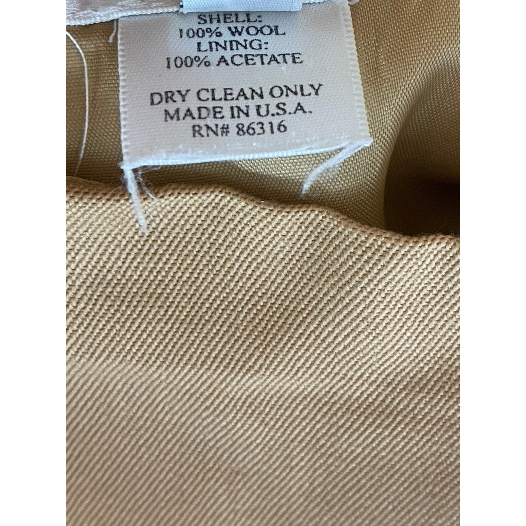 FINITY Women's Vintage Tan Wool Straight Back-Slit Midi Skirt SZ 6