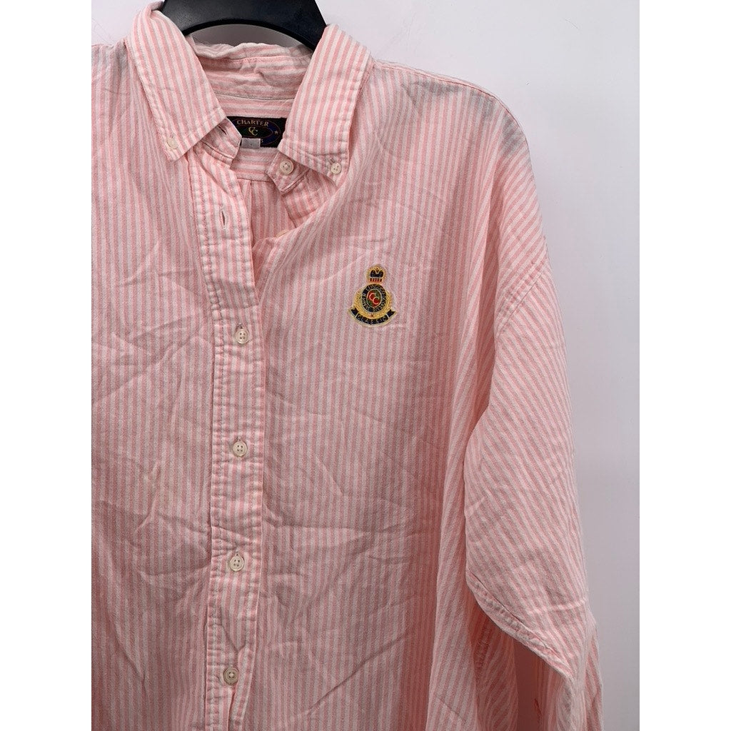 CHARTER CLUB Men's Vintage Pink Striped Button-Up Long Sleeve Regular Shirt SZ16