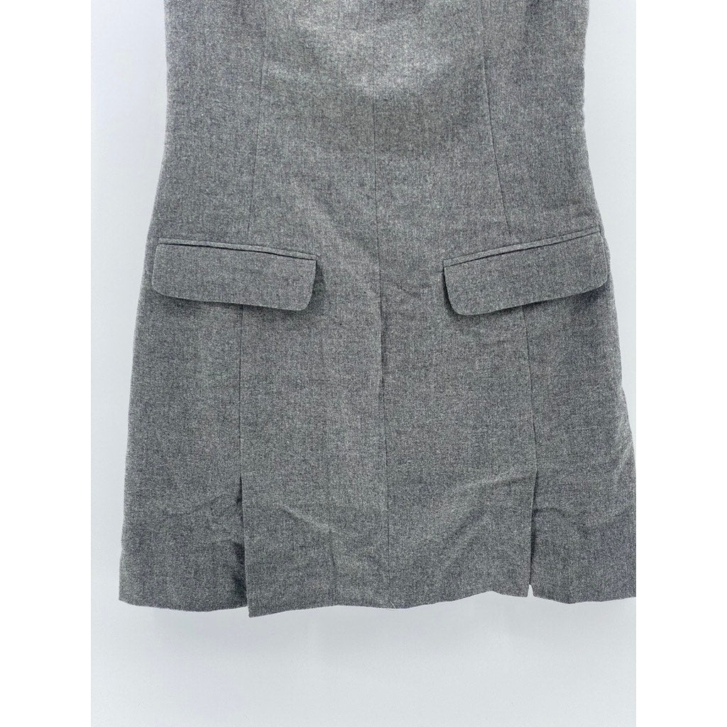 BA&SH Women's Charcoal Gray Dornelle Spilt Neck Padded Cap Sleeve Mini Dress SZM