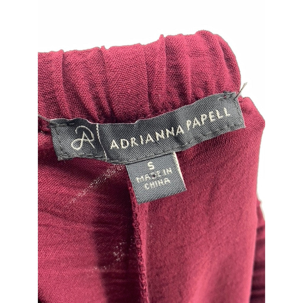 ADRIANNA PAPELL Women's Maroon Wide Leg Relaxed Fit Pants SZ S