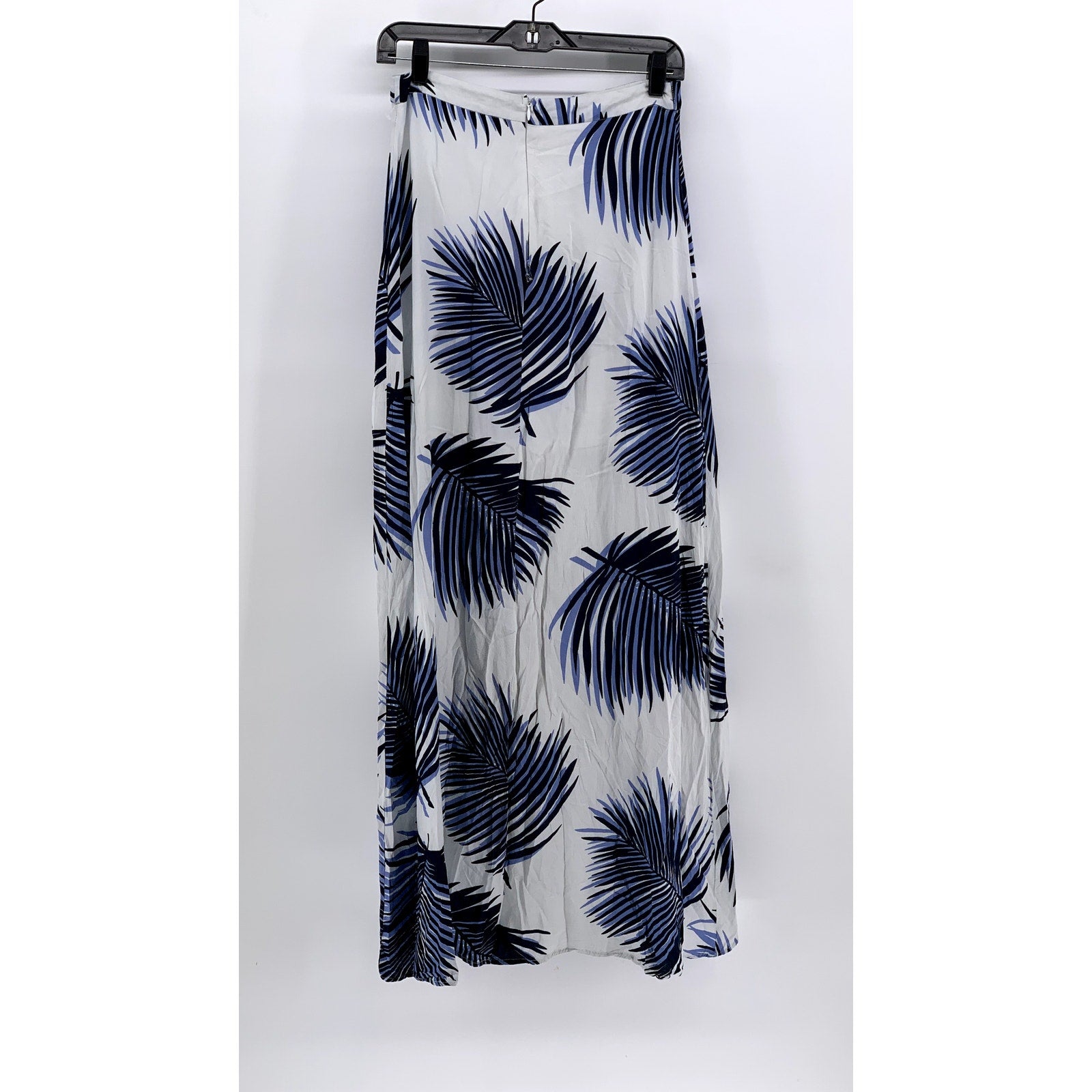 PETAL ROZ Women's White-Blue Tropical Print Maxi A-Line Skirt SZ M
