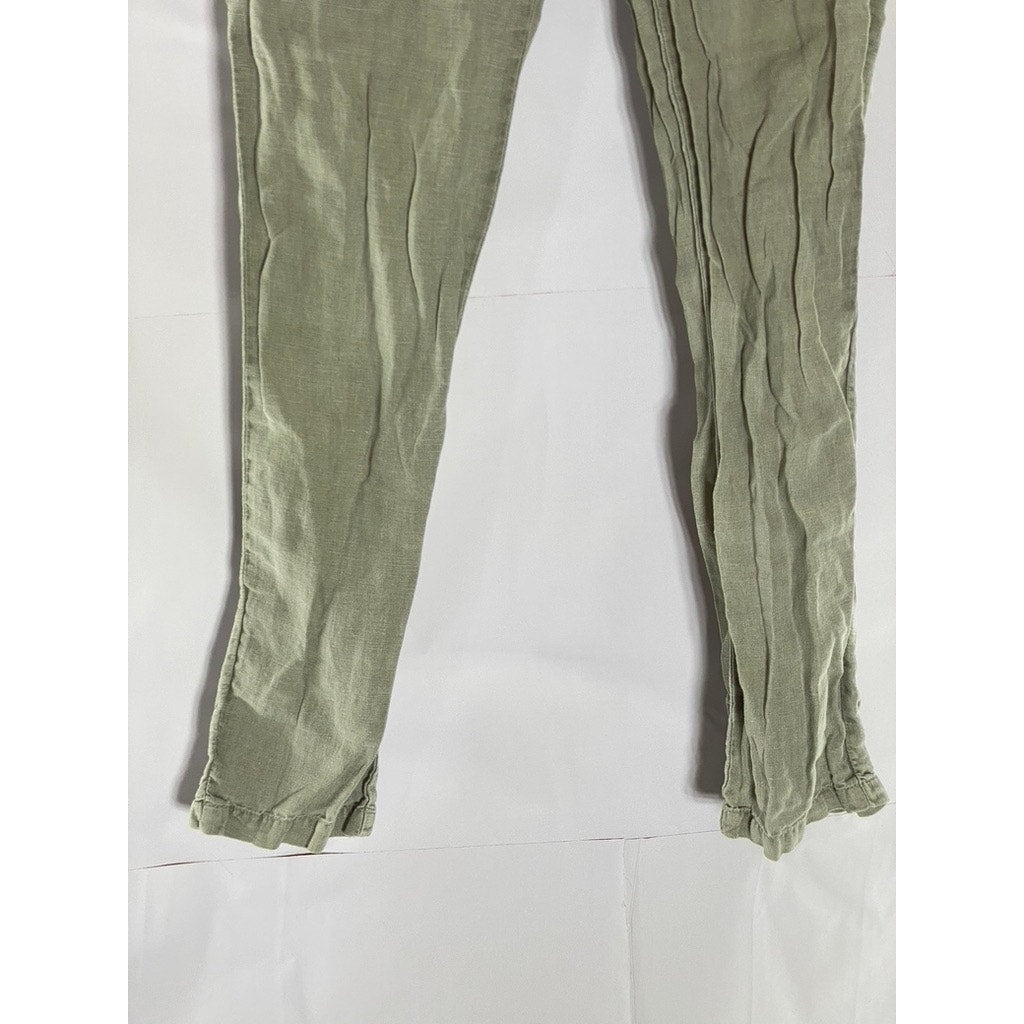 JAMES PERSE Standard Women's Light Gray Lightweight Linen Straight-Leg Pant SZ 1