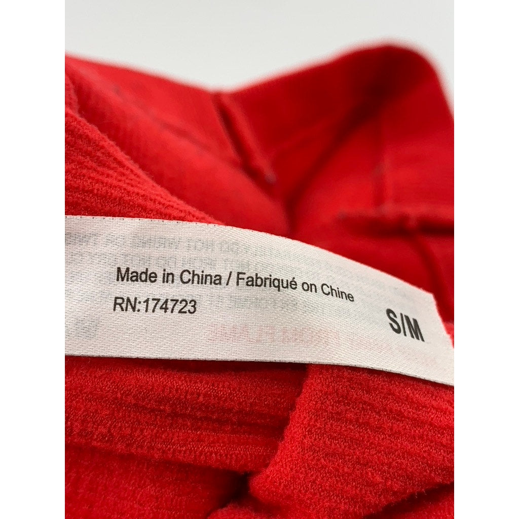 PAPAYA Women's Red Ribbed Off-The-Shoulder Cropped Top SZ S/M