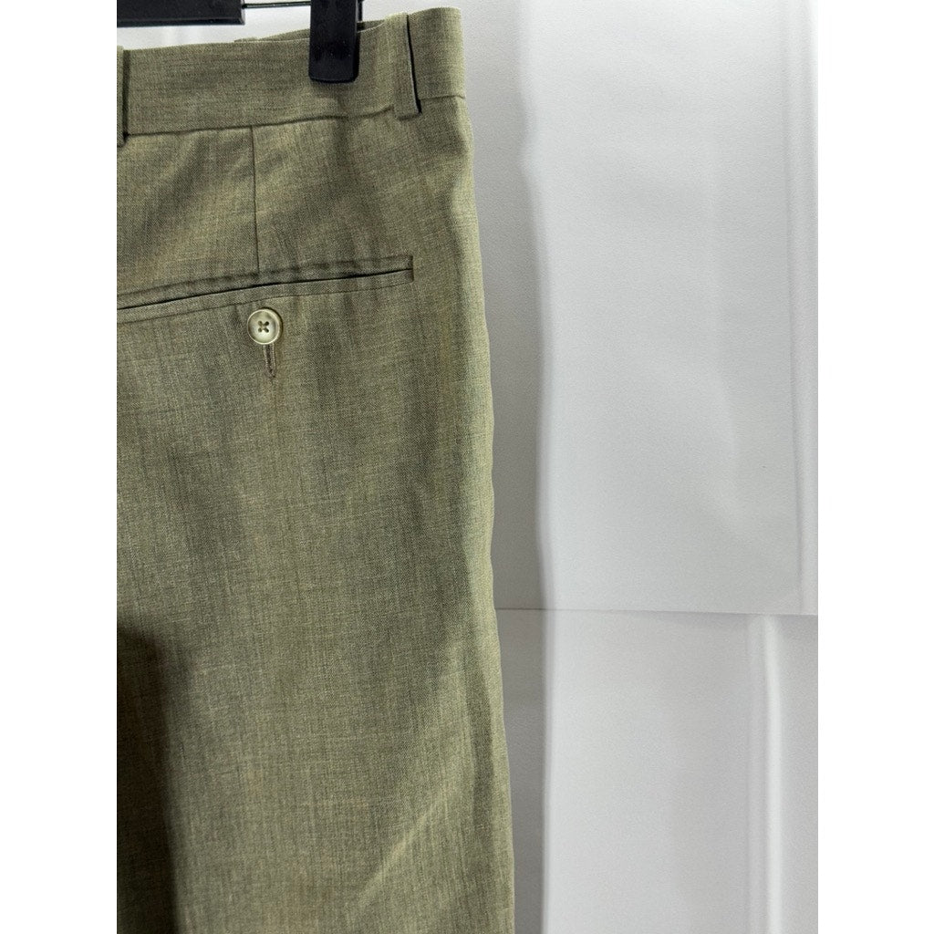 PERRY ELLIS Men's Tan Straight-Leg Flat Front Dress Pants SZ 29X30