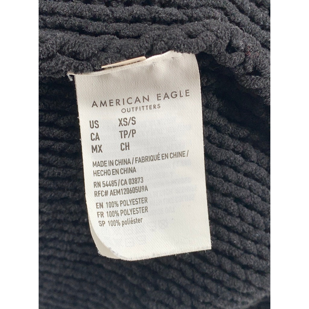 AMERICAN EAGLE Women's Black Knit Open-Front Long Sleeve Cardigan SZ XS/S
