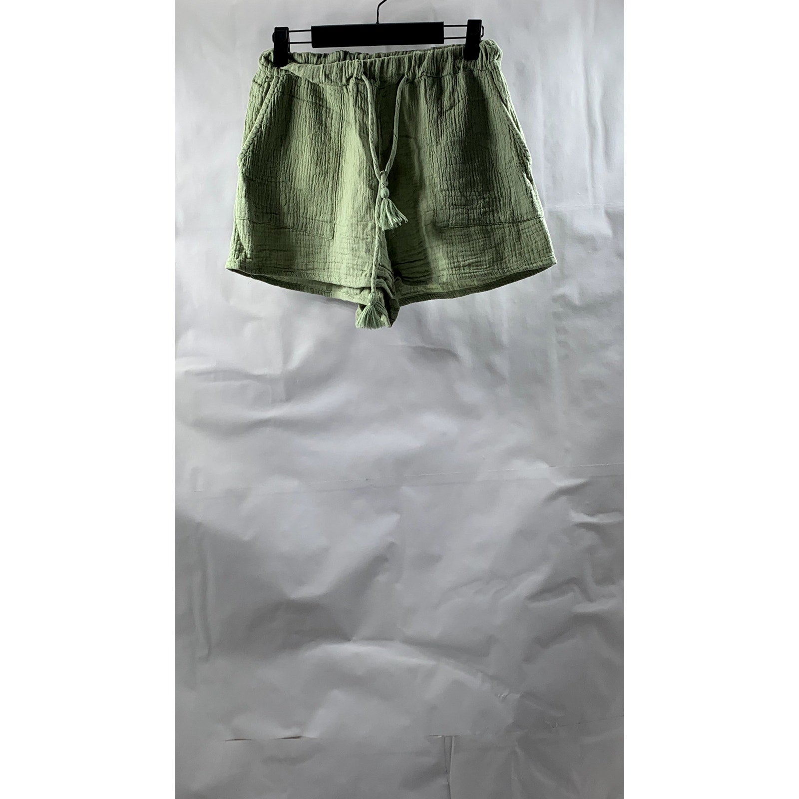 MIDNIGHT SKY Women's Green Lightweight Relaxed Fit Drawstring Shorts SZ M