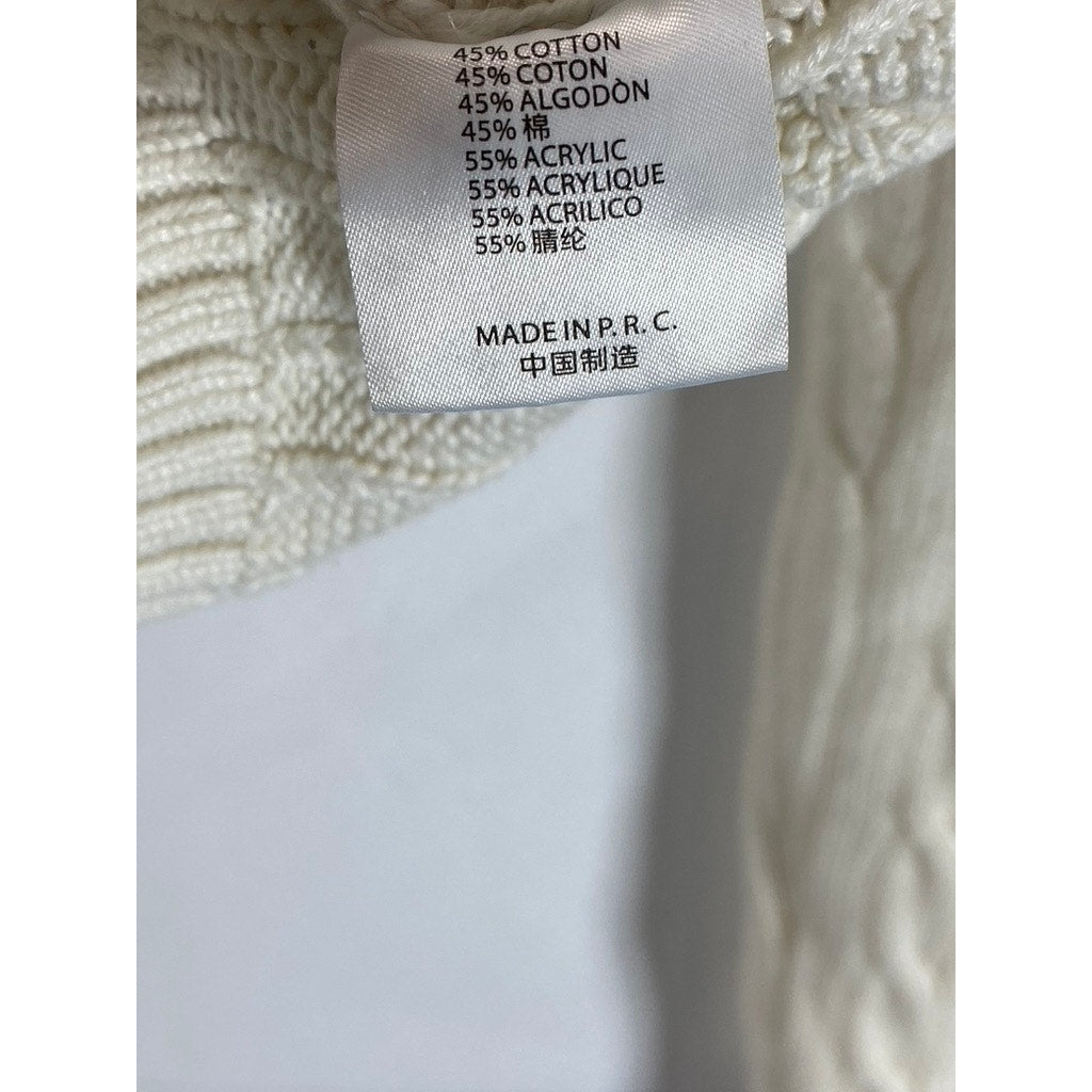 BRANDY MELVILLE Women's Beige V-Neck Cotton-Blend Cable Knit Sweater SZ OS