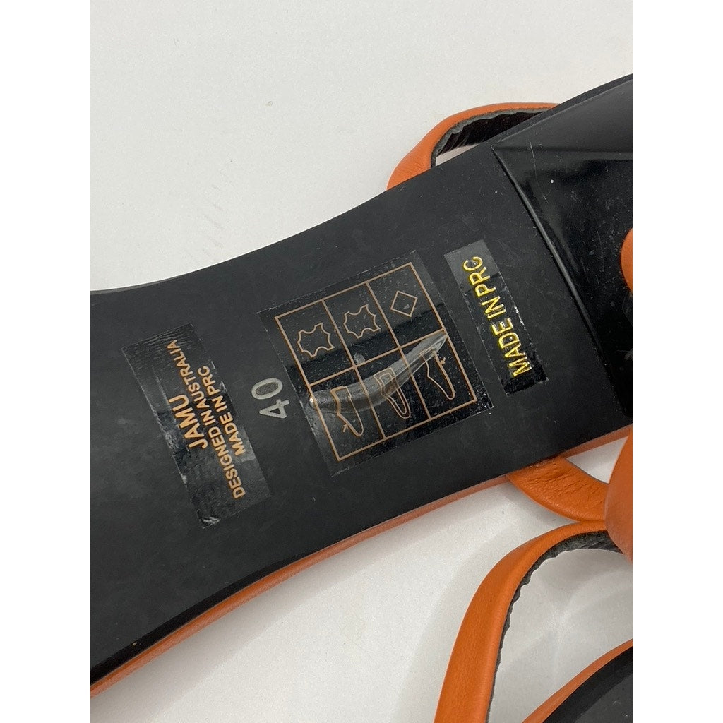 SENSO Women's Orange Leather Jamu Toe-Ring Ankle Strap Heel Sandals SZ 40(US9.5)