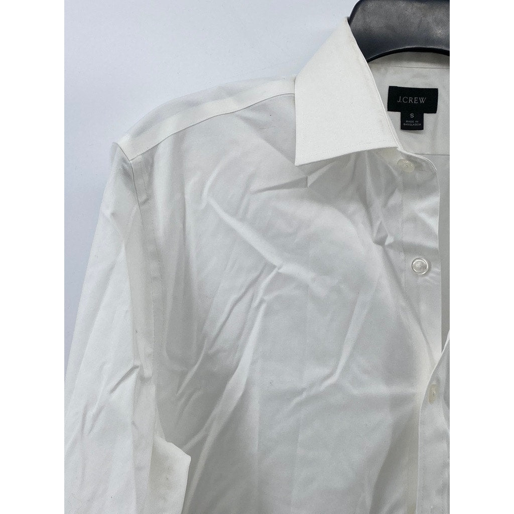 J.CREW Men's White Cotton Poplin Slim-Fit Button-Up Long Sleeve Shirt SZ S