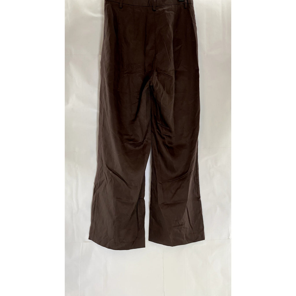 WIXII Women's Dark Brown Tencel Wide Leg Relaxed-Fit Pant SZ XS