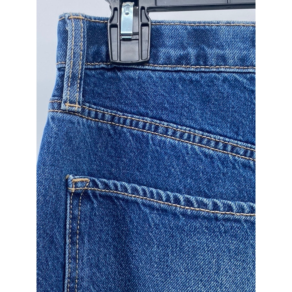 OLD NAVY Women's Dark Blue Distressed Baggy Wide-Leg Five-Pocket Jeans SZ 18