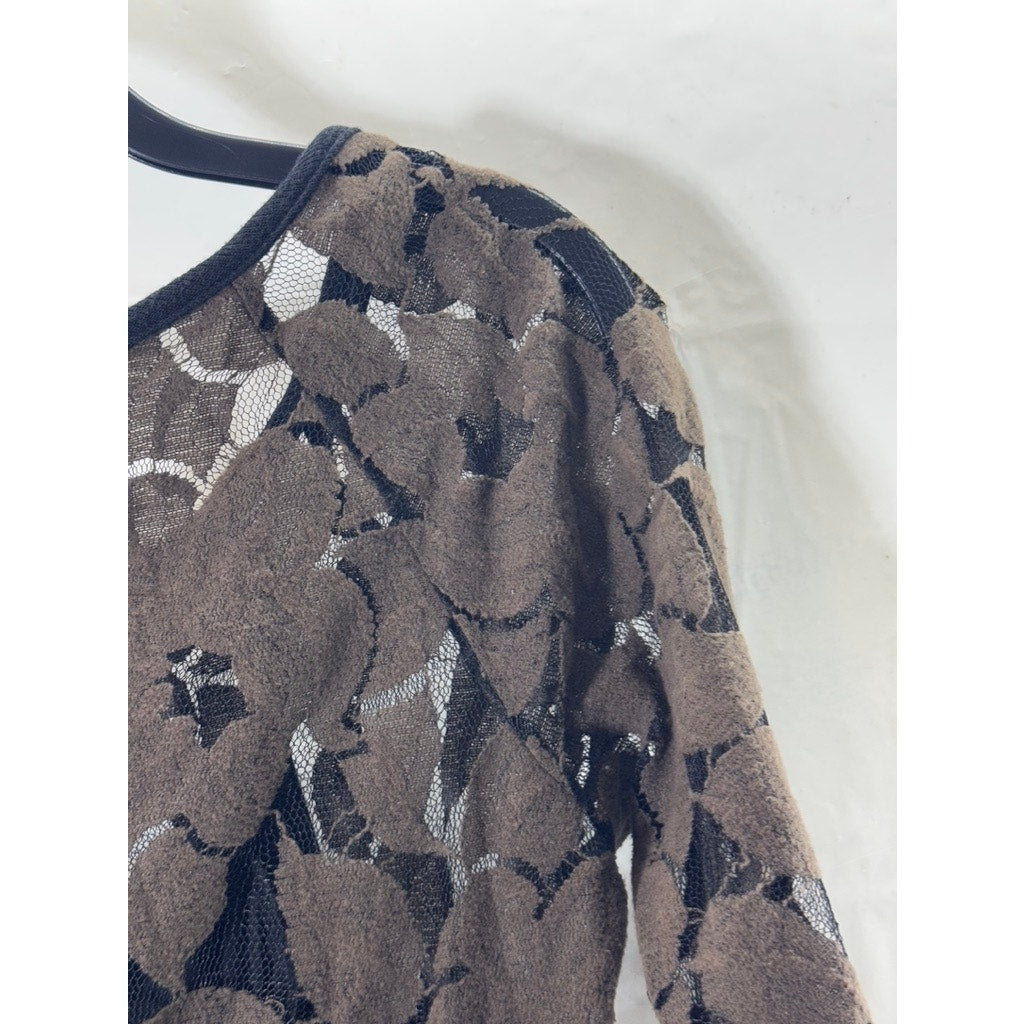 WESTON WEAR ANTHROPOLOGIE Women's Brown Unconditional Osier Lace Mini Dress SZ M