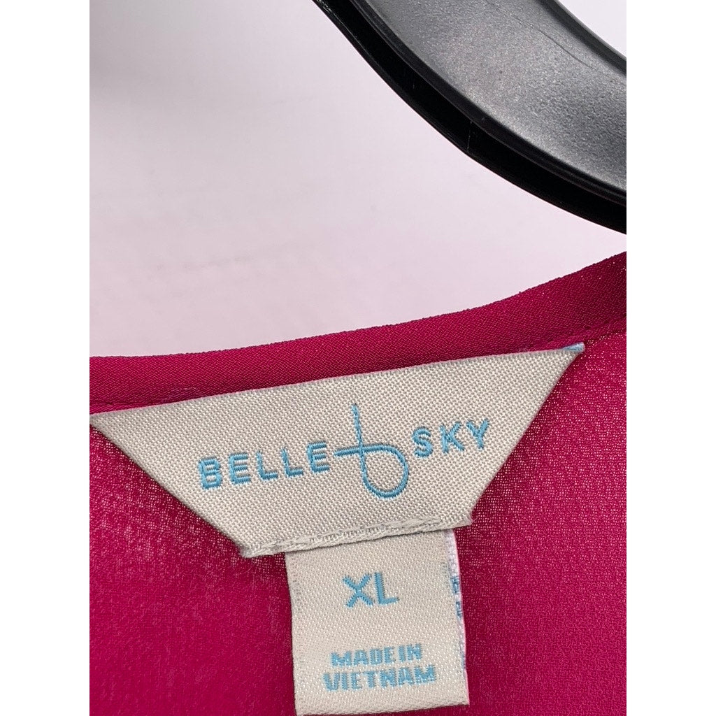 BELLE SKY Women's Spanish Rose Tiered Long Sleeve Top SZ XL