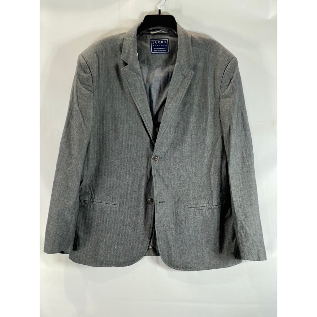 JACHS NEW YORK Men's Gray Herringbone Two-Button Sport Coat SZ L