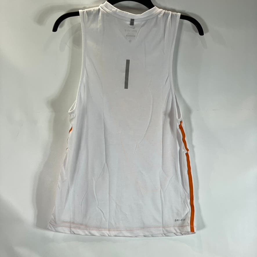 NIKE Women’s White Dri-FIT Large Logo Tailwind Running Loose Tank Top SZ XS