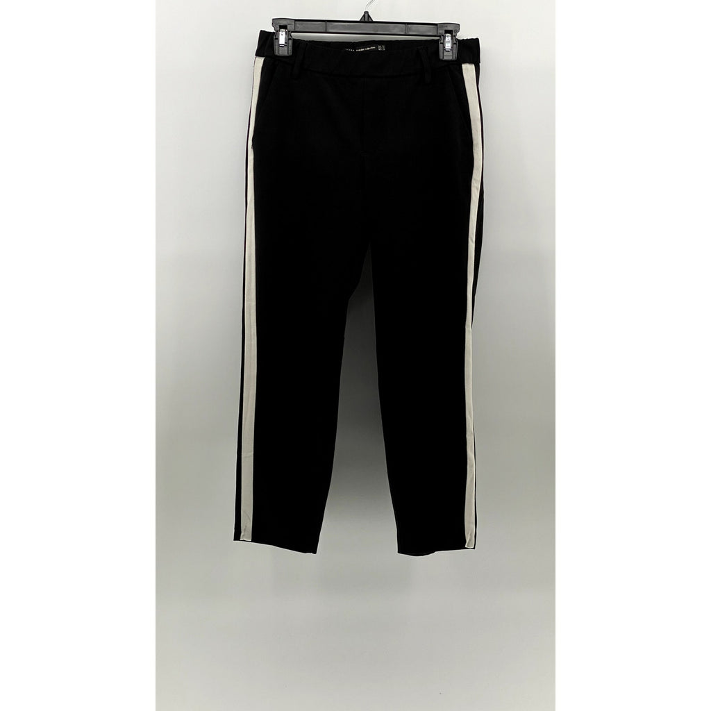 ZARA TRAFALUC Women's Black-White Side Stripe Cropped Pull-On Pant SZ XS
