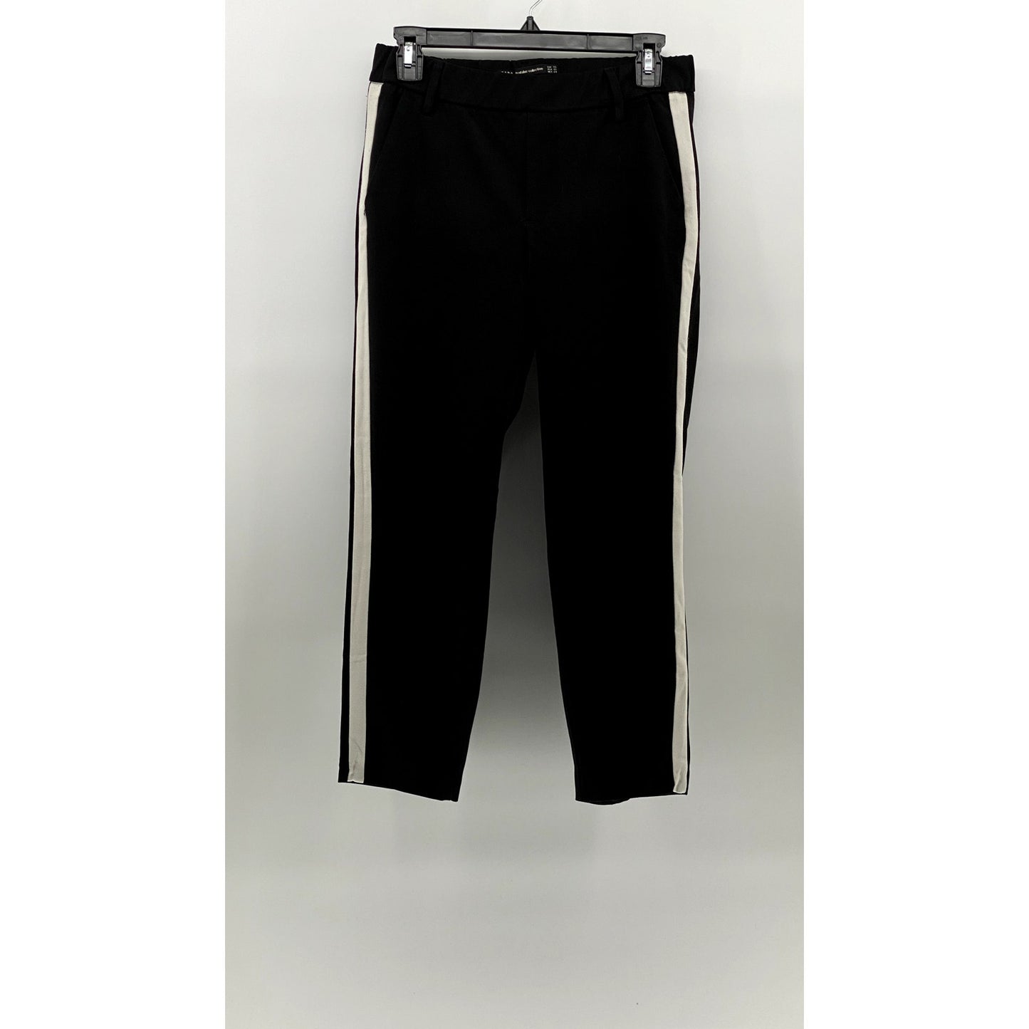 ZARA TRAFALUC Women's Black-White Side Stripe Cropped Pull-On Pant SZ XS