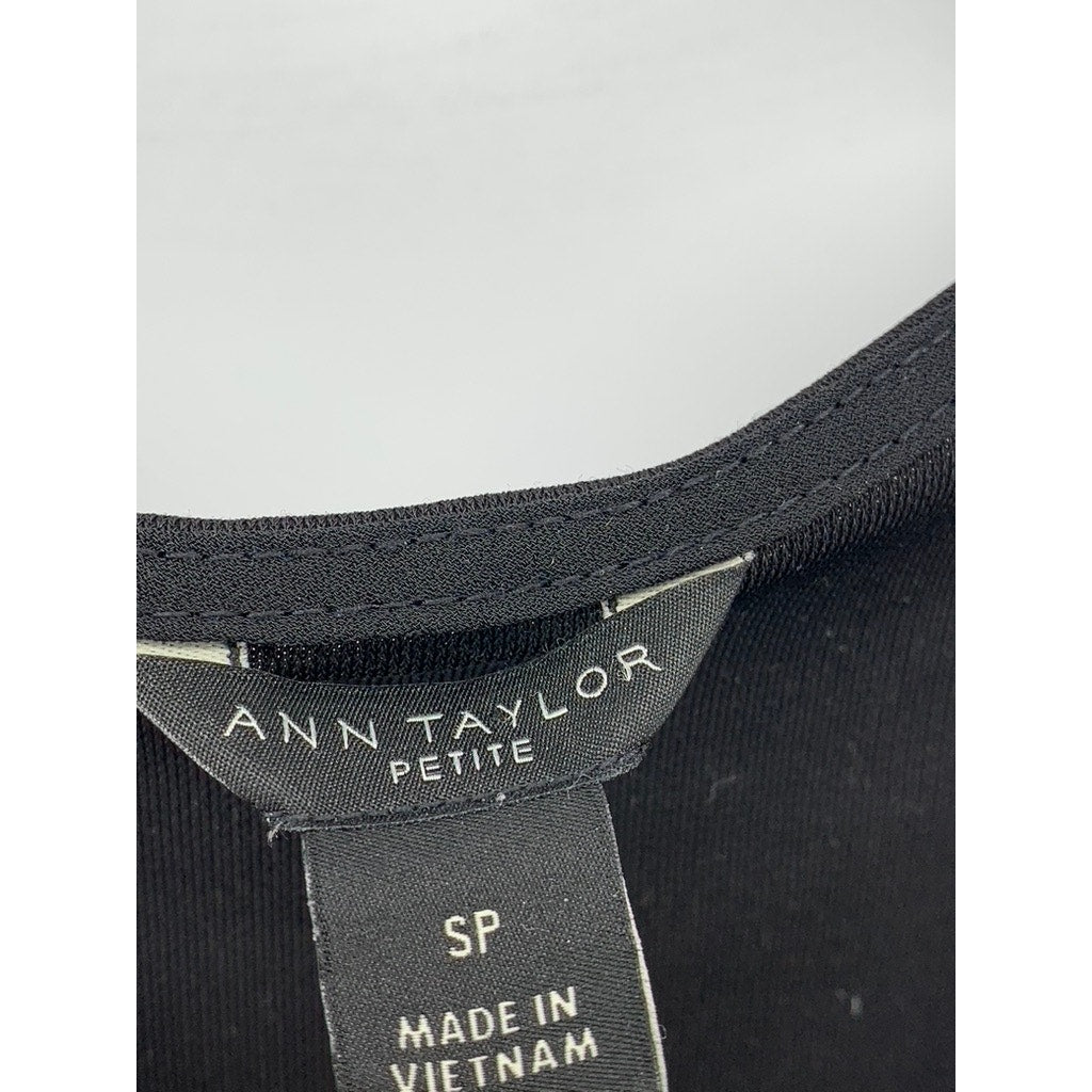 ANN TAYLOR Women's Black Petite V-Neck Long Sleeve Top SZ SP