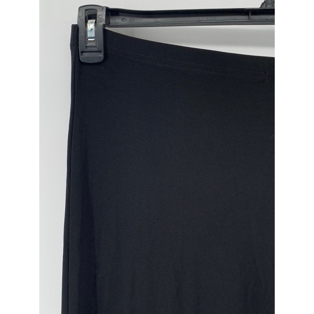 ALISHA.D Women's Black Solid Pull-On Elastic Waist Wide-Leg Pocketless Pant SZ12