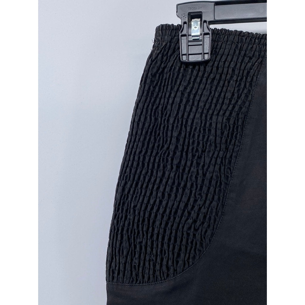 CHRISTIAN LACROIX Women's Black Lace-Up Smocked Side A-Line Mini Skirt SZ 6