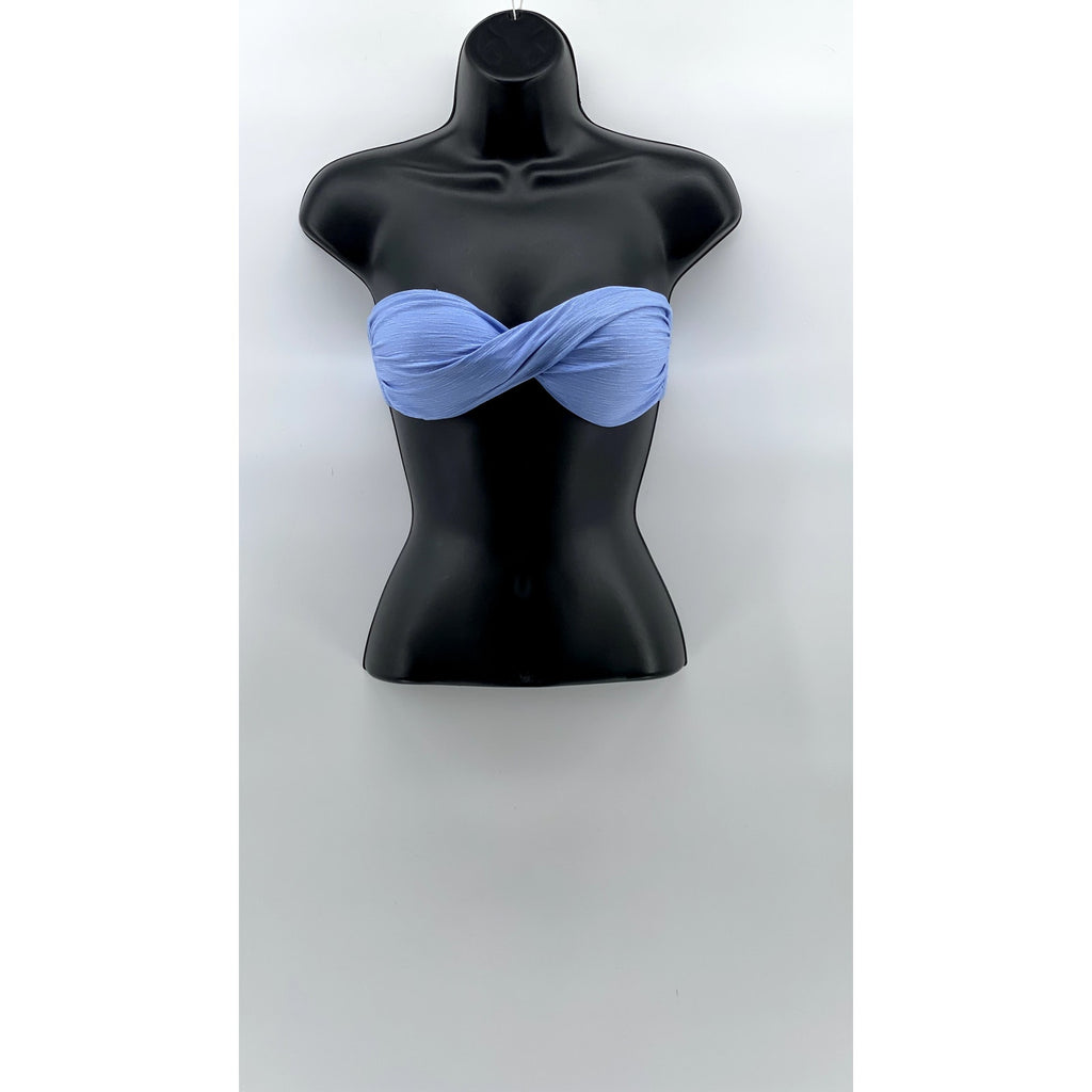 HEIDI KLEIN Women's Blue Textured Strapless Twist Front Tie-Back Bikini Top SZ 1