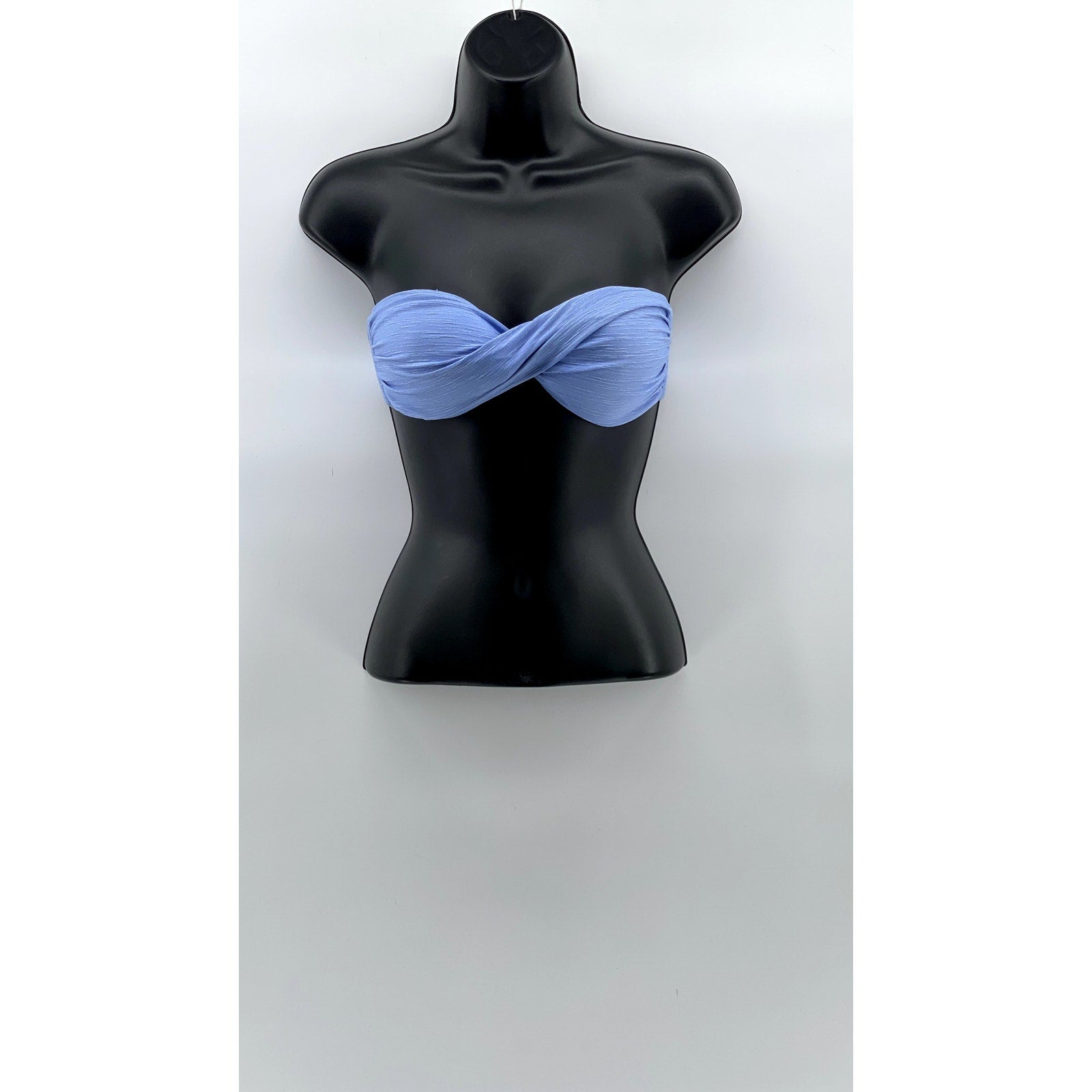 HEIDI KLEIN Women's Blue Textured Strapless Twist Front Tie-Back Bikini Top SZ 1