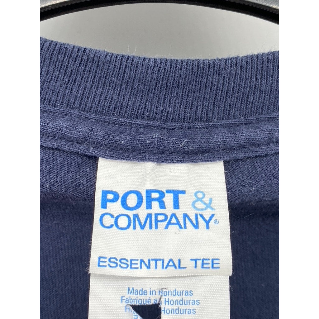 PORT & COMPANY Men’s Navy Blue Crewneck Long Sleeve Essential T-Shirt SZ XL
