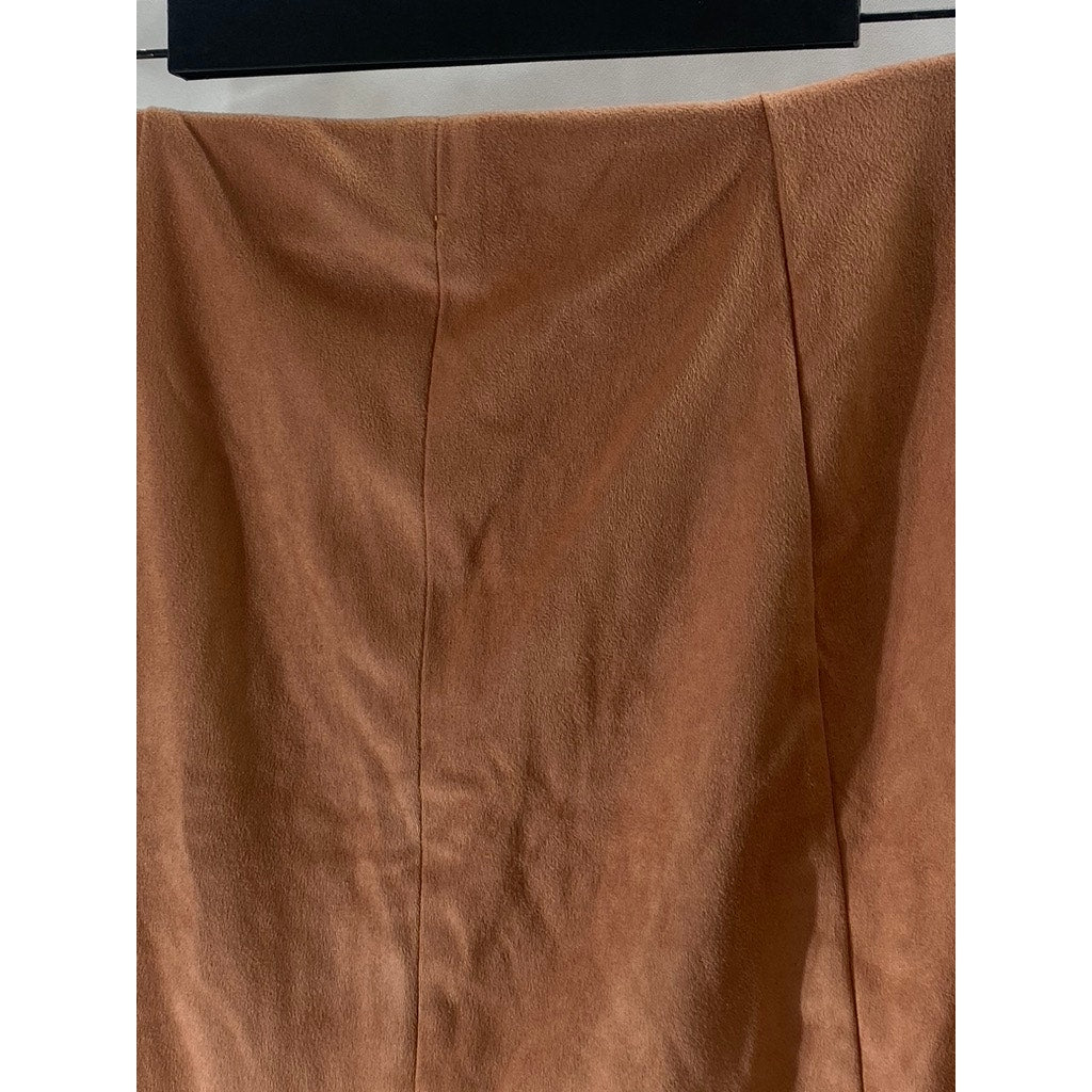 FOREVER 21 Women’s Salmon Pink Button-Front Faux-Suede Mini Skirt SZ M