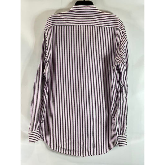 ROBERT GRAHAM Men's White/Burgundy Striped Knowledge Wisdom Truth Shirt SZ 17