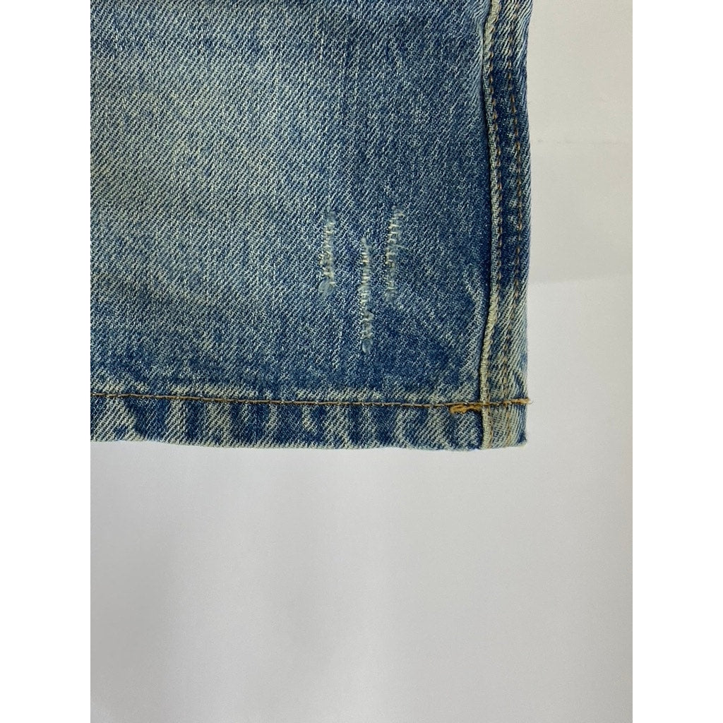 PULL&BEAR Women's Dark Blue Distressed Denim Mini Skirt SZ 0