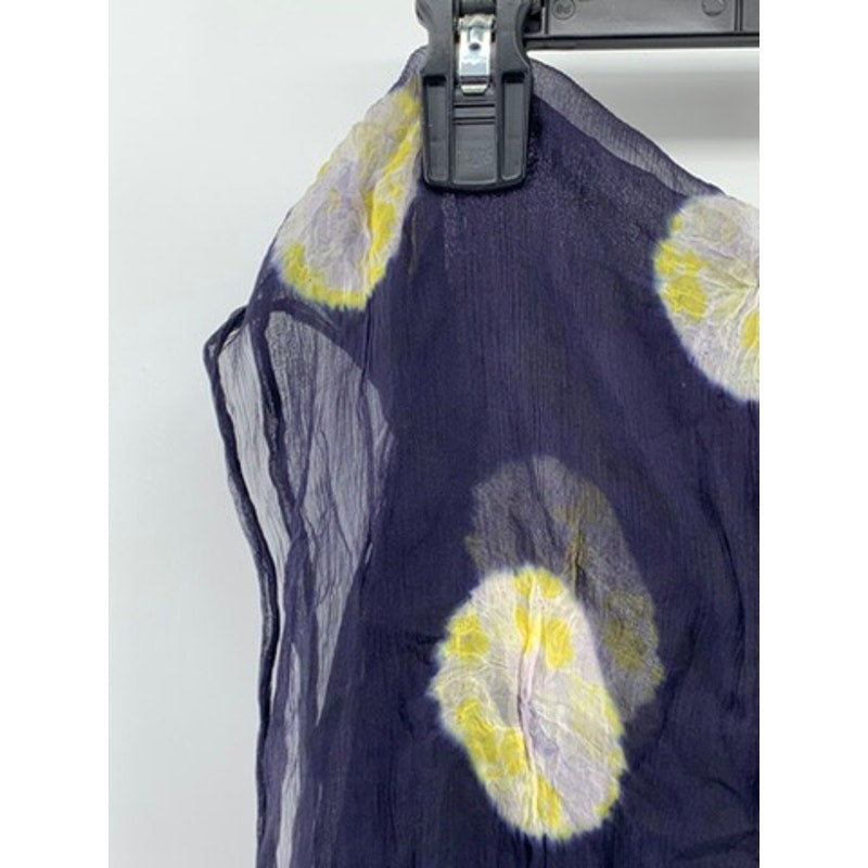 UNBRANDED Women’s Navy-Yellow Circle Sheer Scarf