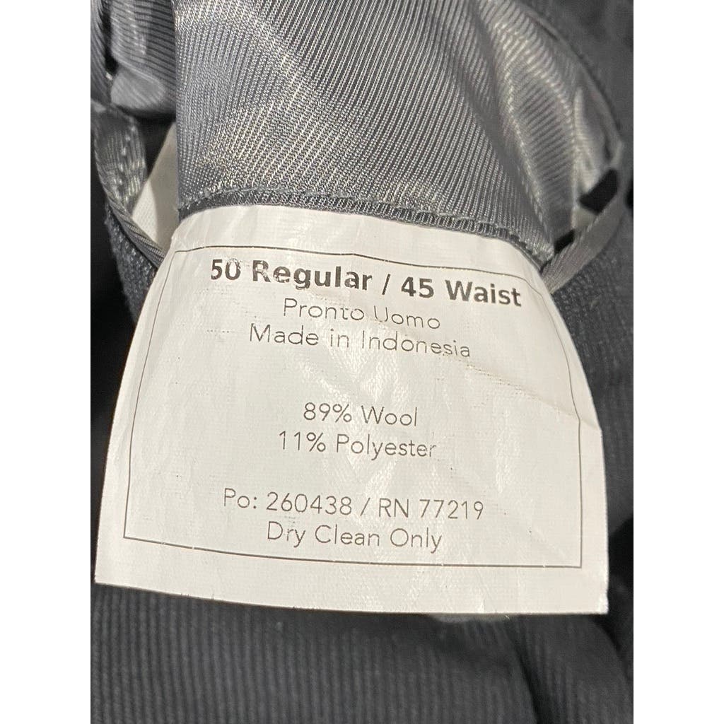 PRONTO UOMO Men's Black Two-Button Modern-fit Suit SZ 50R/45X30