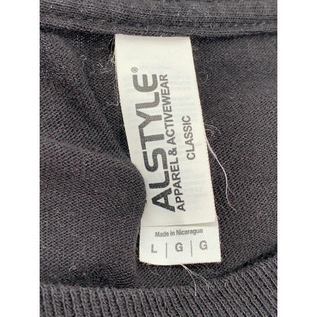ALSTYLE Men's Black-Green Film Crew Logo Long Sleeve Classic T-Shirt SZ L