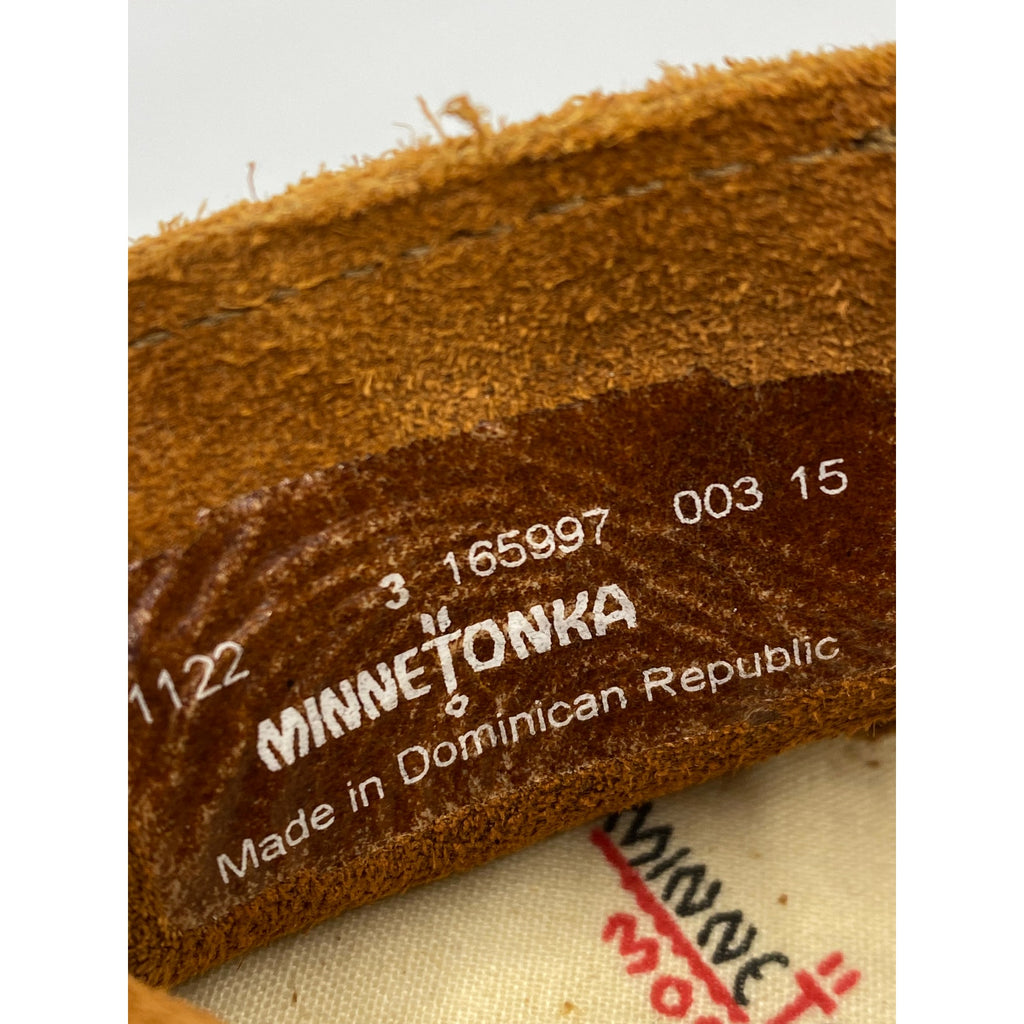 MINNETONKA Infant Girls' Brown Leather Pull-On Moccasin Shoes SZ 3