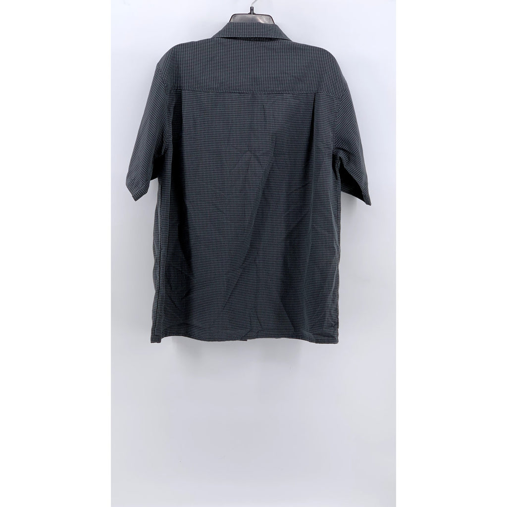 EIGHTY EIGHT USA Men's Gray Micro Grid Button-Up Short Sleeve Shirt SZ M