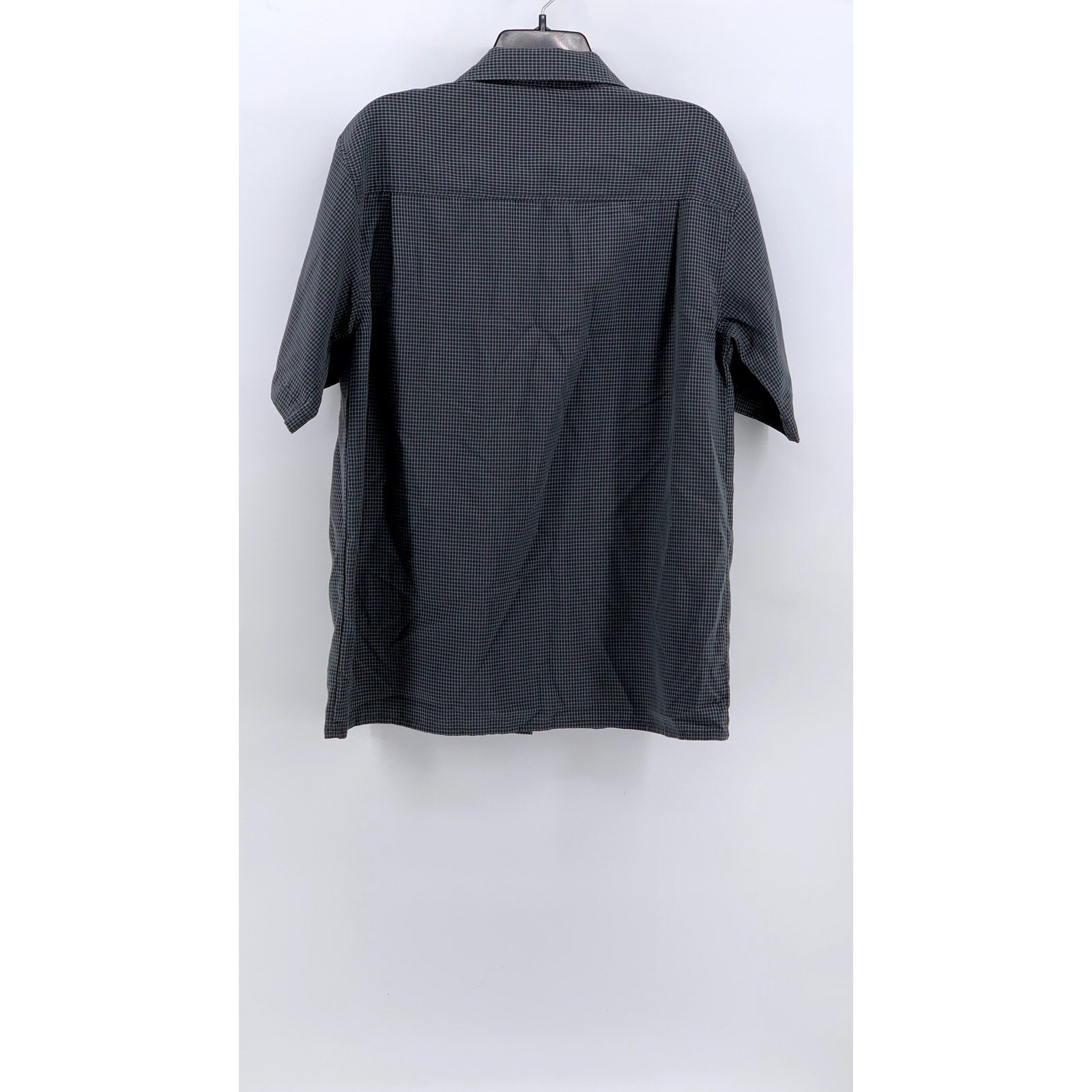 EIGHTY EIGHT USA Men's Gray Micro Grid Button-Up Short Sleeve Shirt SZ M