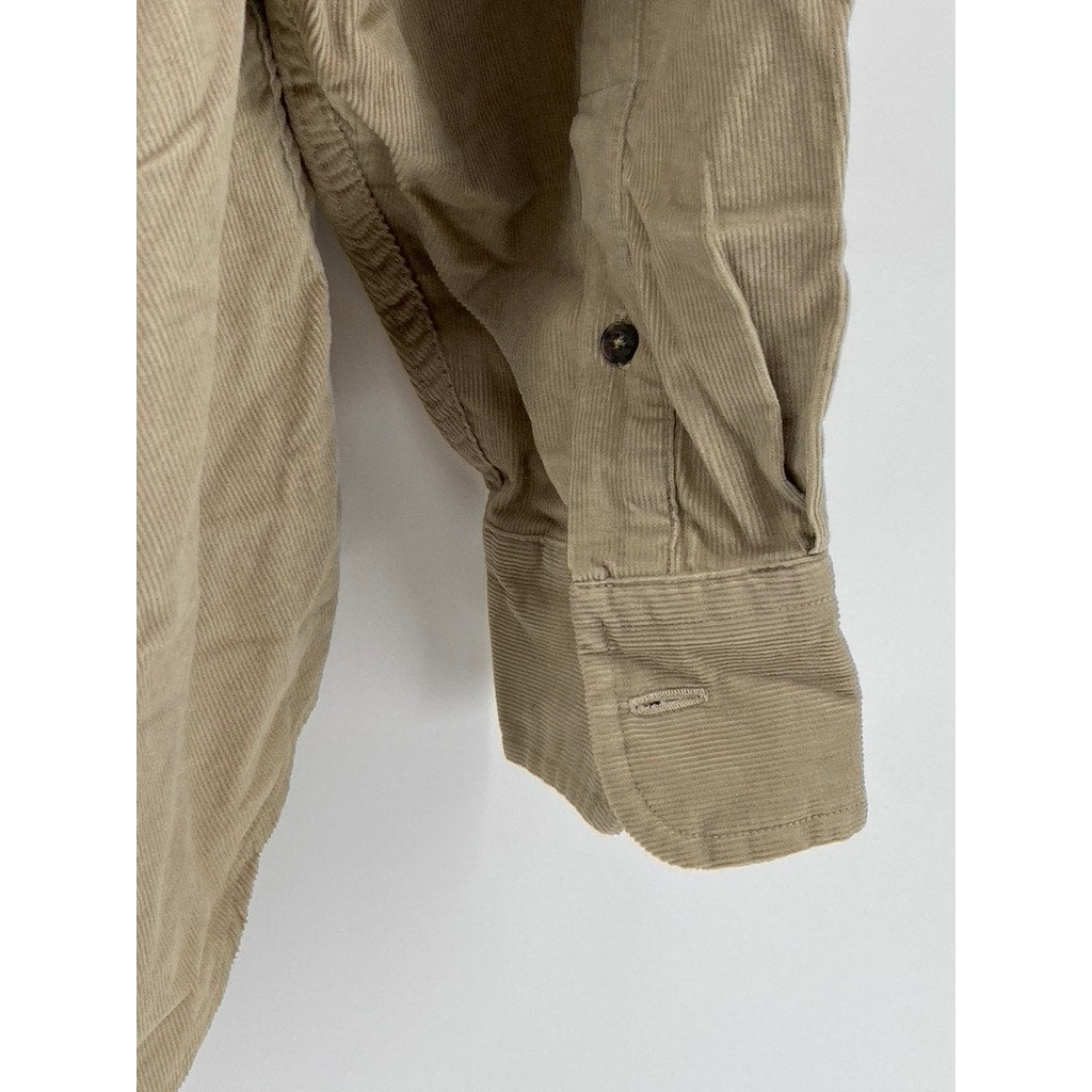 HAGGAR GENERATIONS Men's Beige Button Down SZ(LG)