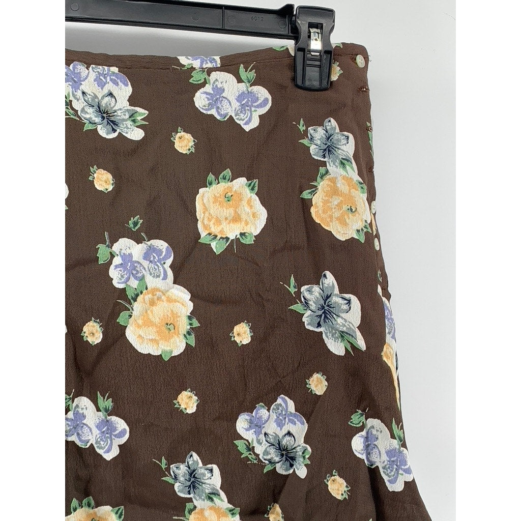 BP. Women's Brown Floral A-Line Mini Skirt SZ M