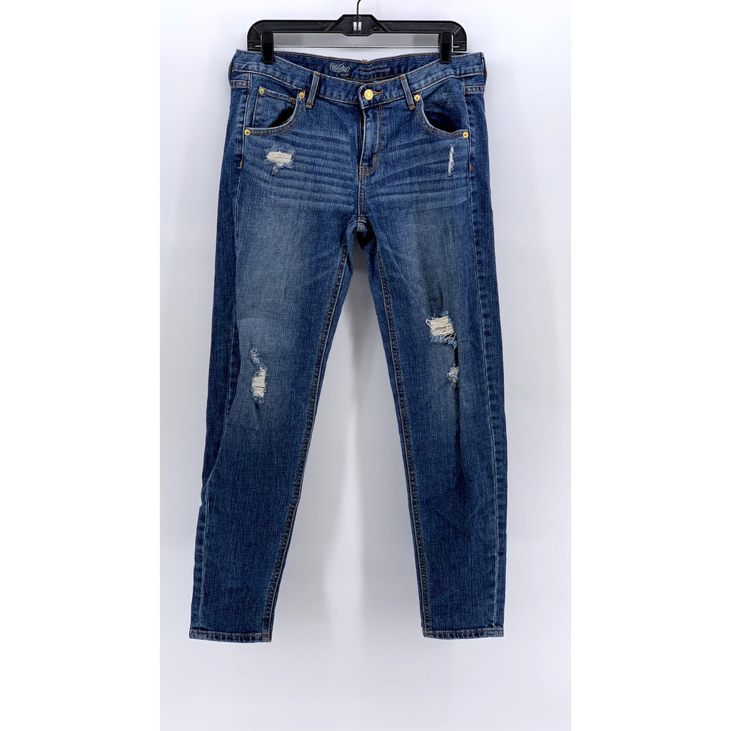 MOSSIMO Women's Dark Blue Denim Distressed Skinny Boyfriend Jeans SZ 6