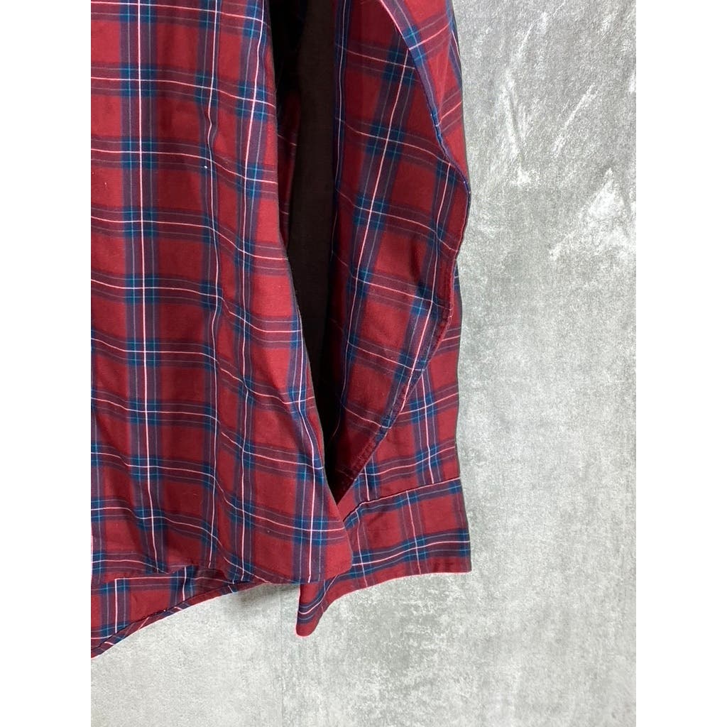 GANT Men's Red Hunt Plaid Vintage Button-Up Long Sleeve Shirt SZ L