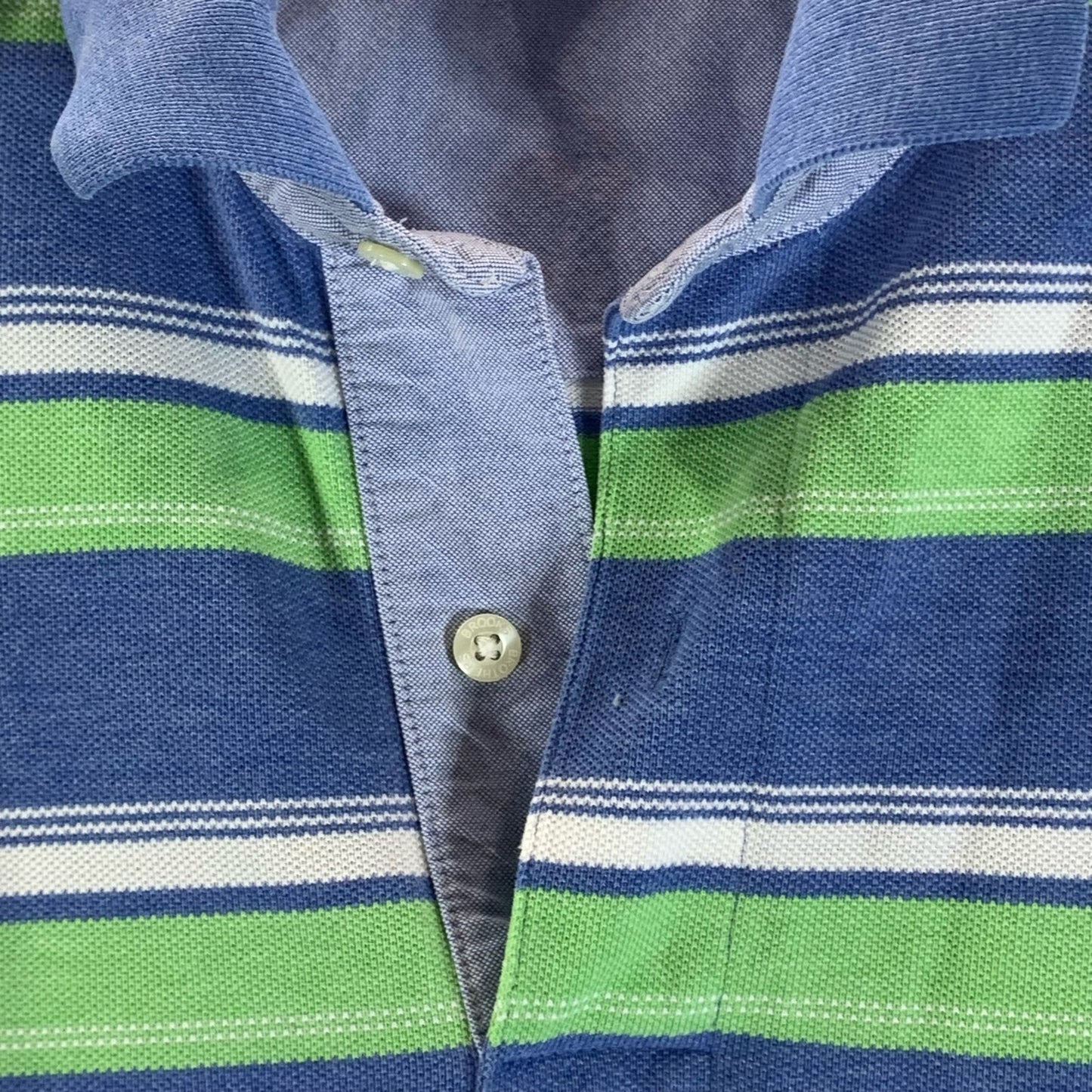 BROOKS BROTHERS Men's Green/Blue Striped Original-Fit Performance Polo Shirt SZL