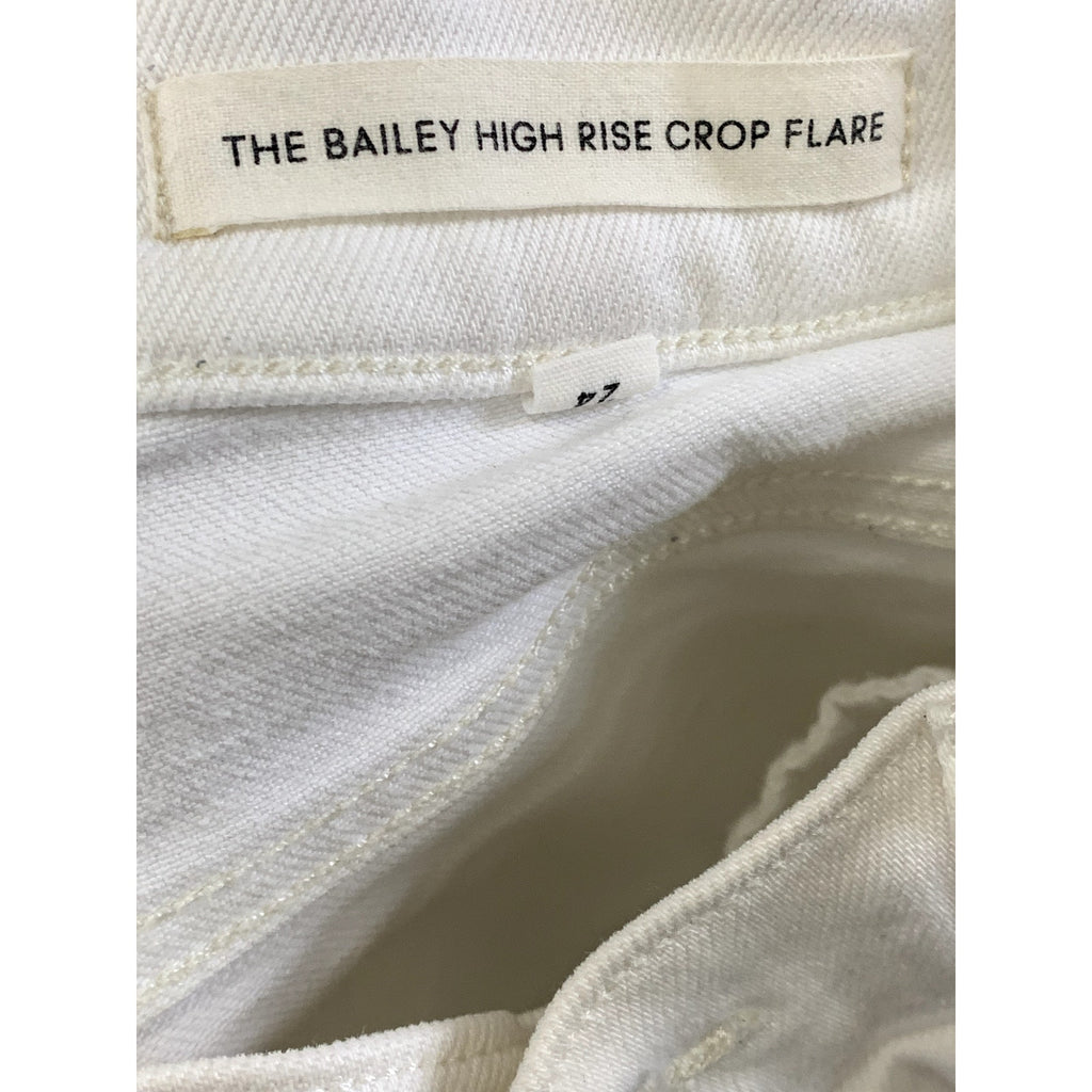 DENIM FORUM Women's White Button-Fly High-Rise The Bailey Crop Flare Jean SZ 24