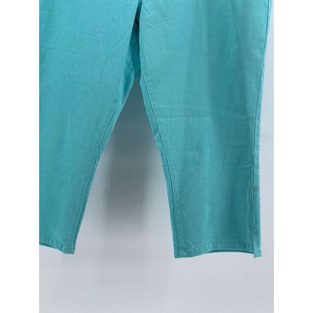 WOMAN WITHIN Women's Plus Light Blue Solid Capri Pants SZ 20W