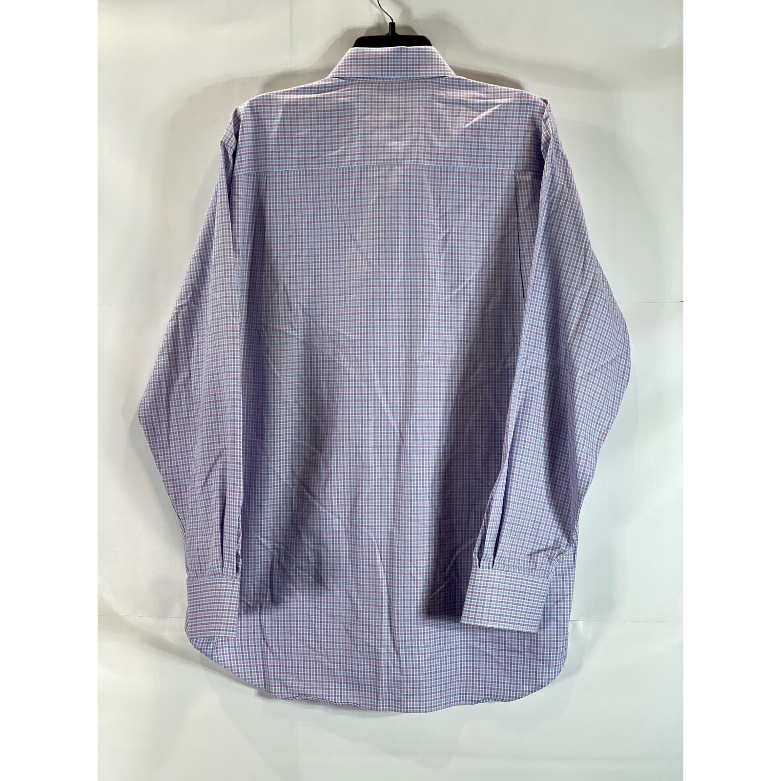 DAVID DONAHUE Men's Pink/Blue Gingham Button-Up Long Sleeve Shirt SZ 16.5 34/35