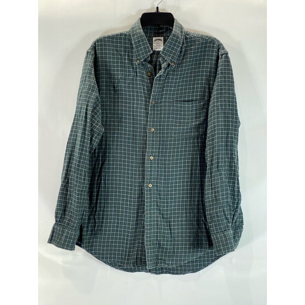 BROOKS BROTHERS Men's Green Gingham Original Polo Regent Regular-Fit Shirt SZ L