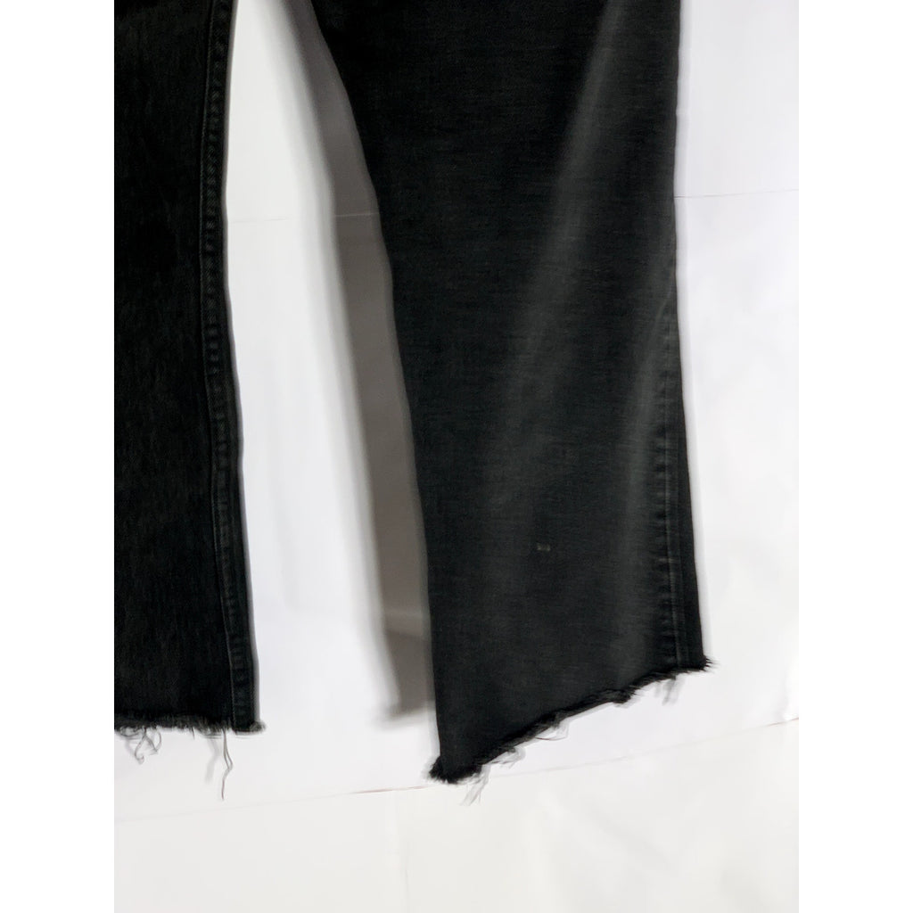 WEEKDAY Women's Echo Black Solid Row Five-Pocket Raw-Hem Straight Jean SZ 27/32